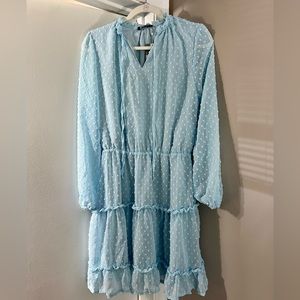 Light Blue Tie Neck Dress - Size M (8/10)